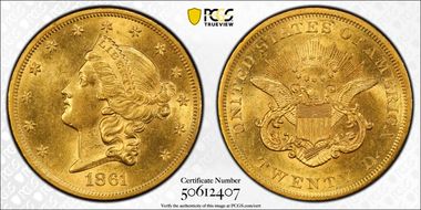 1861 $20 MS62