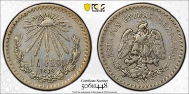 1919-M Peso KM-454  Ag N1