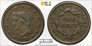1842 1C Large Date VF25BN