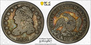 1821 10C Small Date F12