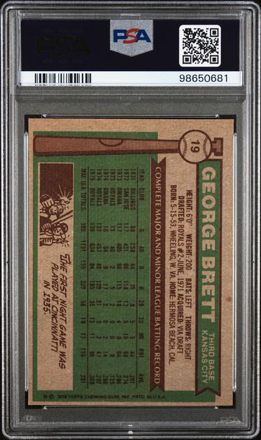 1976 Topps George Brett #19 Ex 5 back