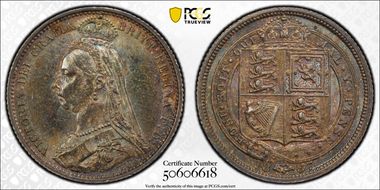 1887 6D S-3928 Shield Rev MS62