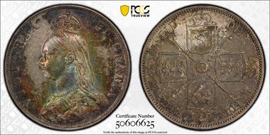 1887 Florin S-3925 Jubilee Head AU55