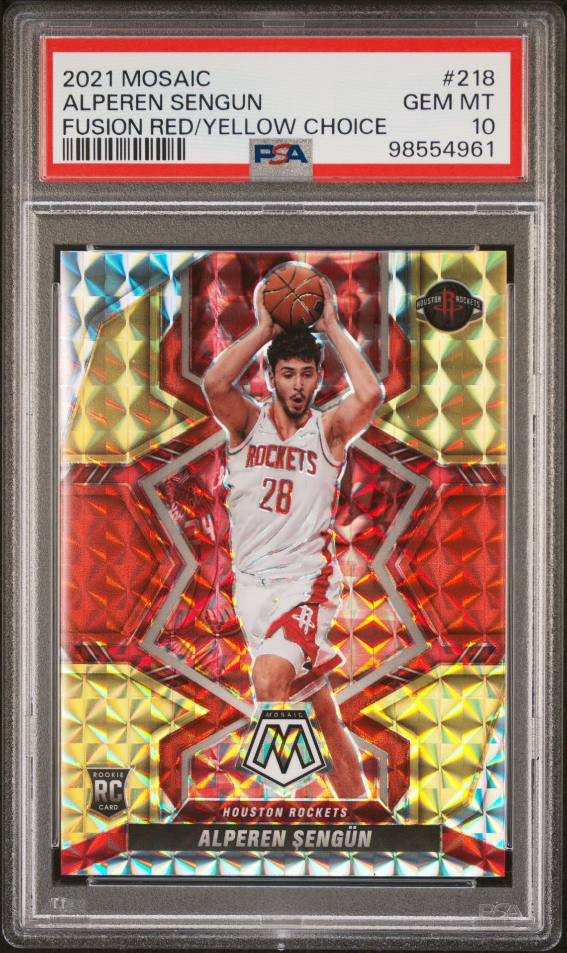 2021 Panini Mosaic Alperen Sengun #218 (Fusion Red/Yellow Choice) Gem Mt 10 front