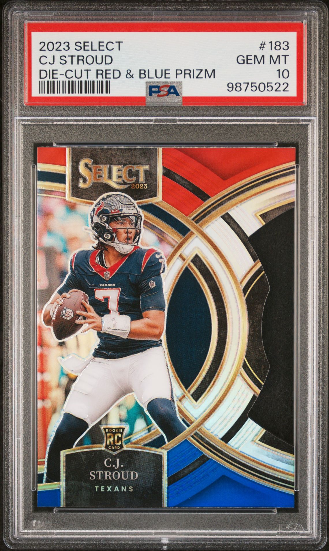 2023 Panini PANINI SELECT DIE-CUT RED & BLUE PRIZM #183 Cj Stroud front