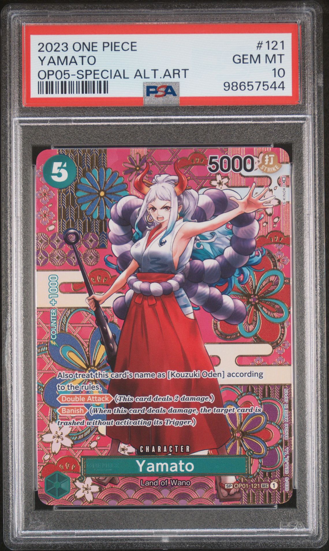 2023 One Piece Op05-Awakening Of The New Era Yamato #121 (Special Alternate Art) Gem Mt 10 front view - PSA graded GEM MT 10