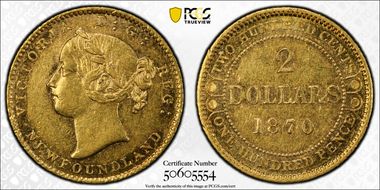 1870 $2 D-2 No Dot After NFLD AU55