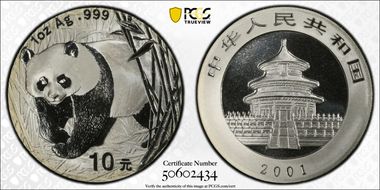 2001 10 Yn Panda Silver PAN-347A MS69