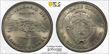 1975 10 Col Central Bank MS65