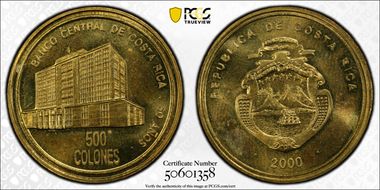 2000 500 Col Central Bank 50th Anniversary MS66