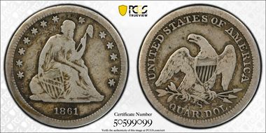 1861-S 25C VG10