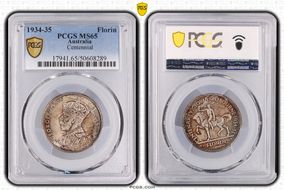 1934-35 Florin Centennial KM-33  Ag MS65