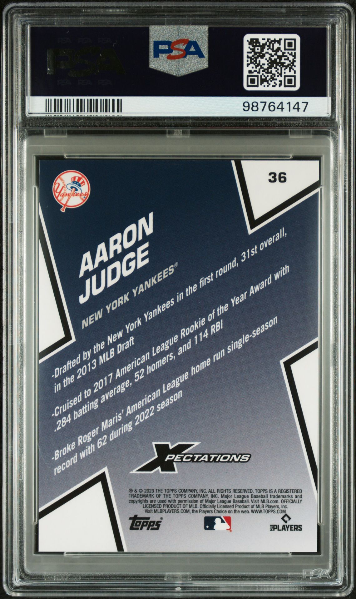 2023 Topps Xpectations Aaron Judge #36 (Circuit Citrus) Gem Mt 10 back