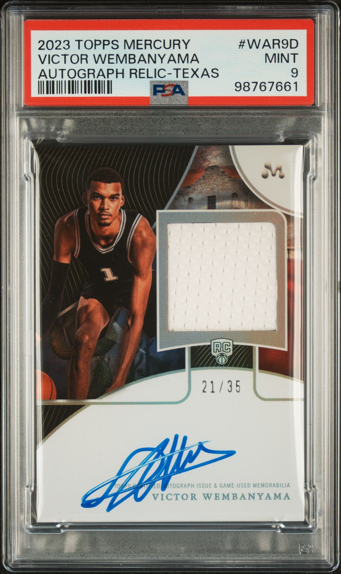 2023 Topps TOPPS MERCURY: VICTOR WEMBANYAMA AUTOGRAPH RELICS AUTOGRAPH RELIC-TEXAS #WAR9D Victor Wembanyama front