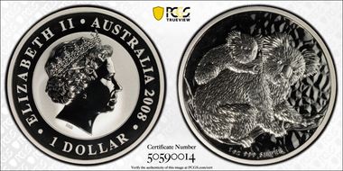2008-P $1 Koala Ag Koala and Cub SP69