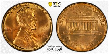 1960 1C Large Date MS64RD