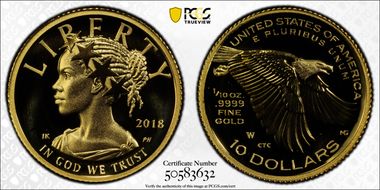 2018-W $10 American Liberty High Relief PR69DCAM