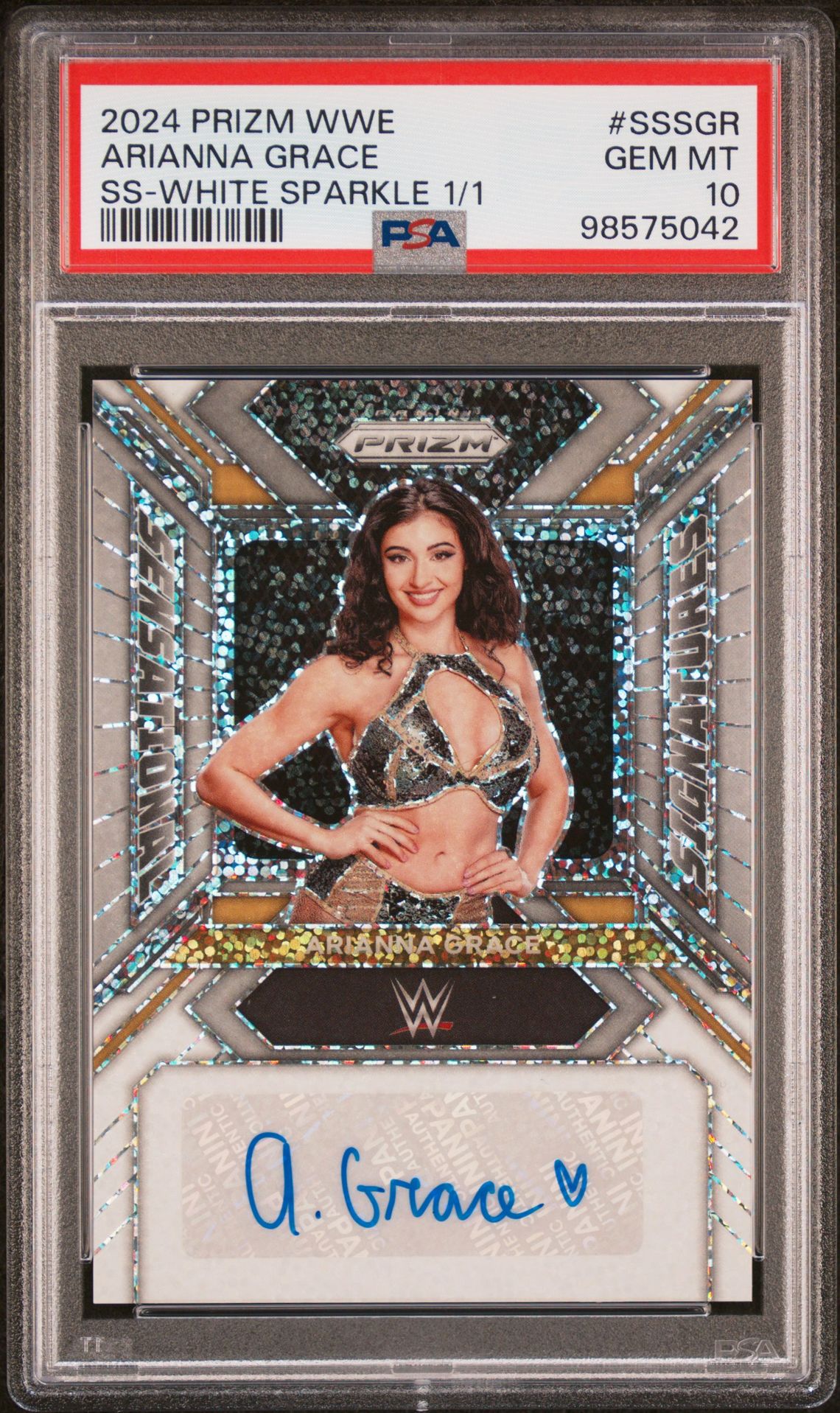 2024 Panini PANINI PRIZM WWE SENSATIONAL SIGNATURES White #SSSGR Arianna Grace front