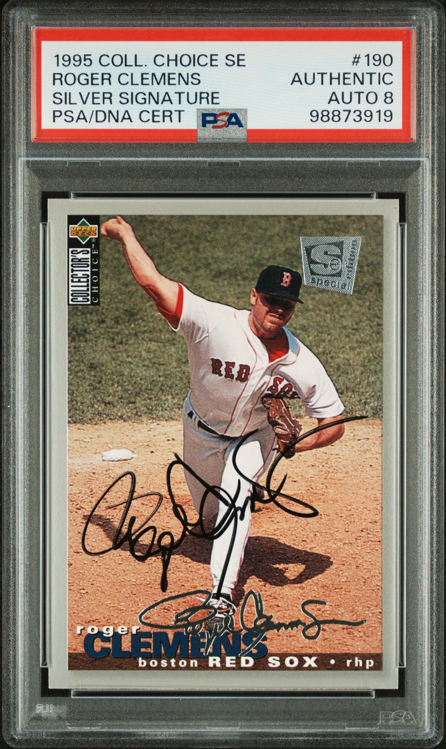 1995 Collector's Choice Se Roger Clemens #190 (Silver Signature) front