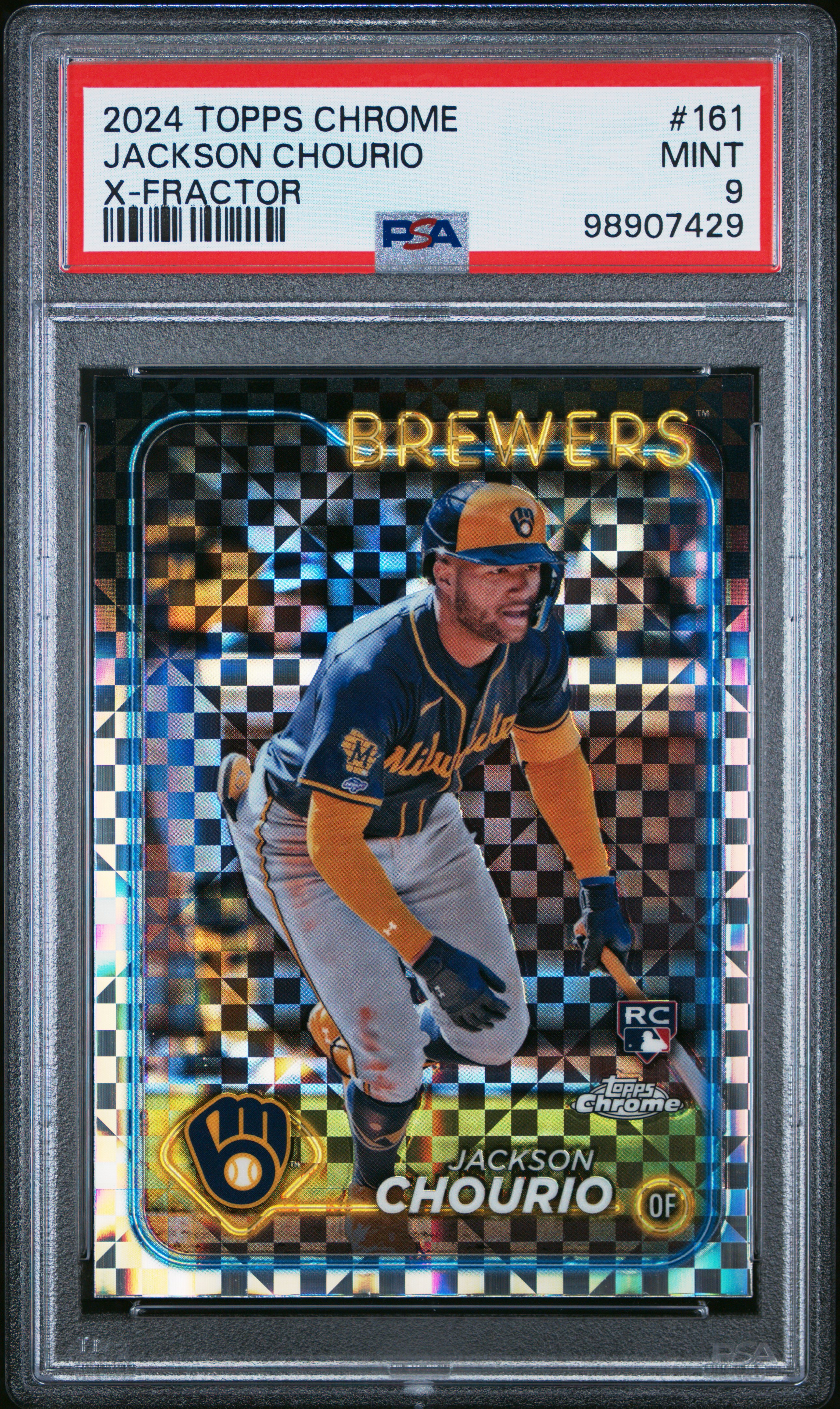 2024 Topps Chrome Jackson Chourio #161 (X-Fractor) Mint 9 front