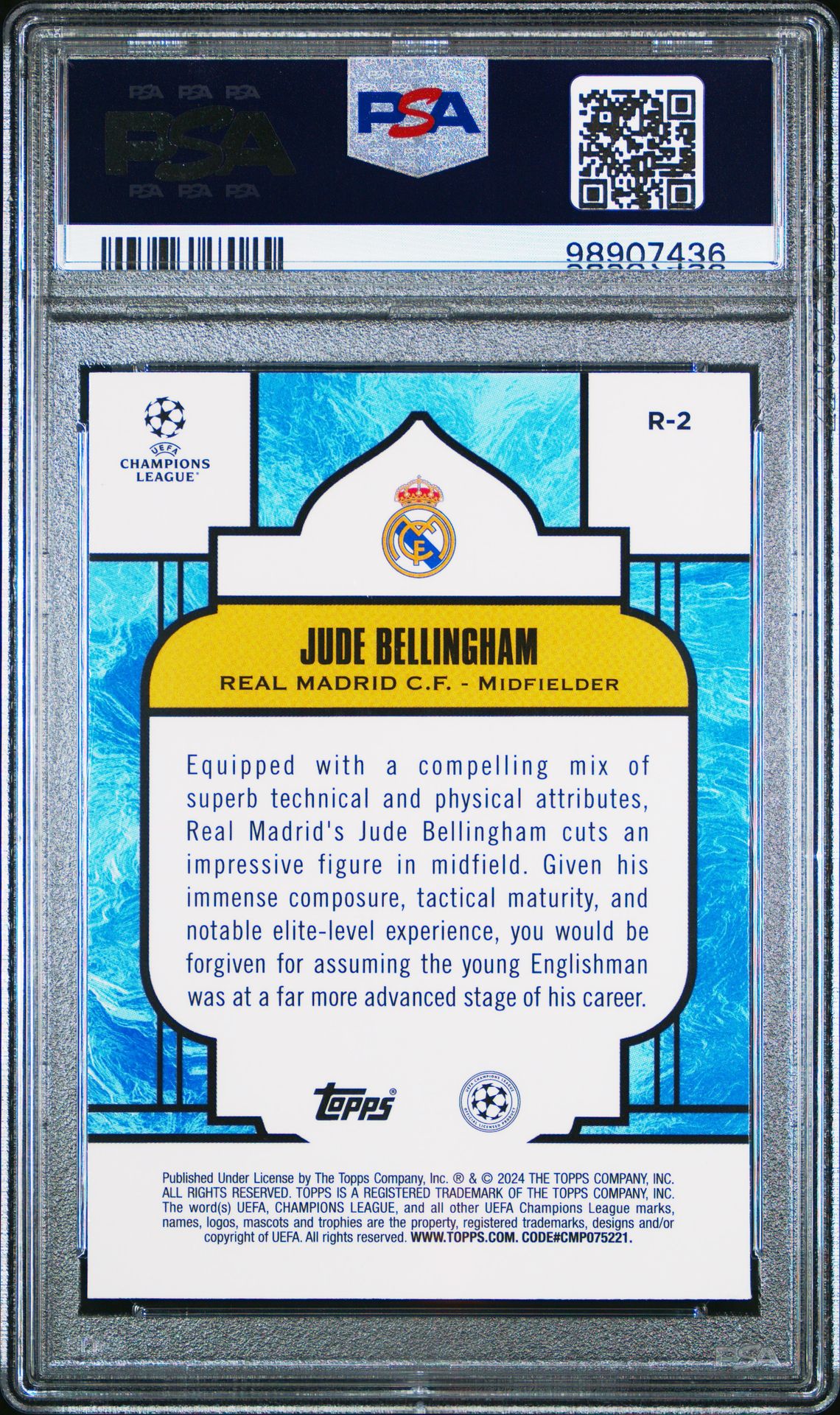 2023-24 Topps Merlin Uefa Club Competitions Renaissance Jude Bellingham #R2 Gem Mt 10 back