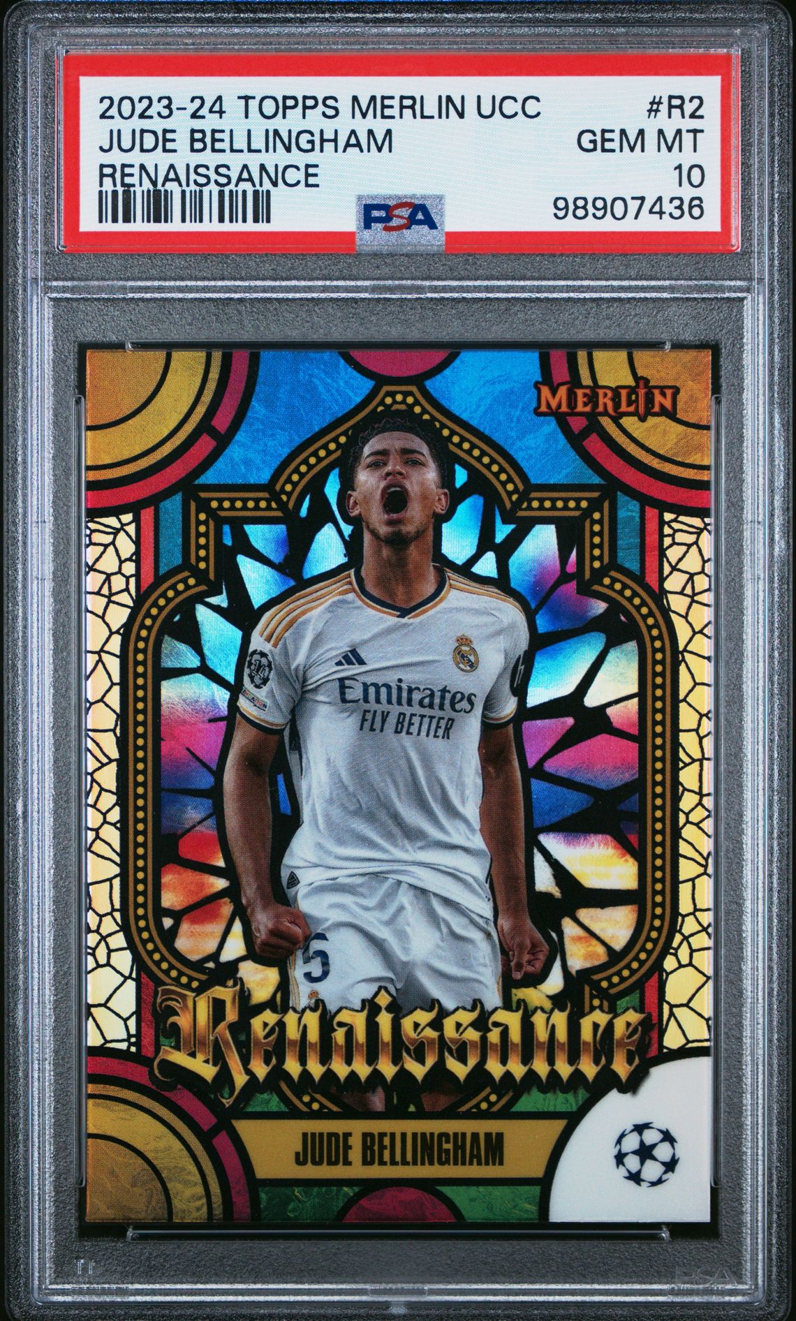 2023-24 Topps Merlin Uefa Club Competitions Renaissance Jude Bellingham #R2 Gem Mt 10 front