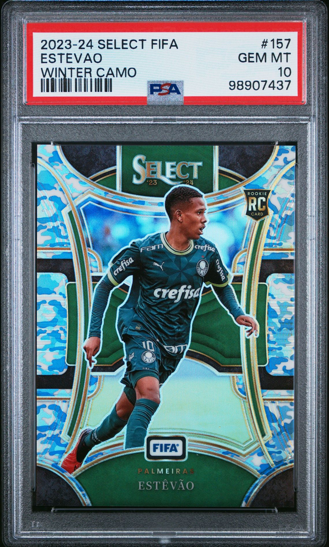 2023-24 Panini Select Fifa Estevao #157 (Winter Camo) Gem Mt 10 front