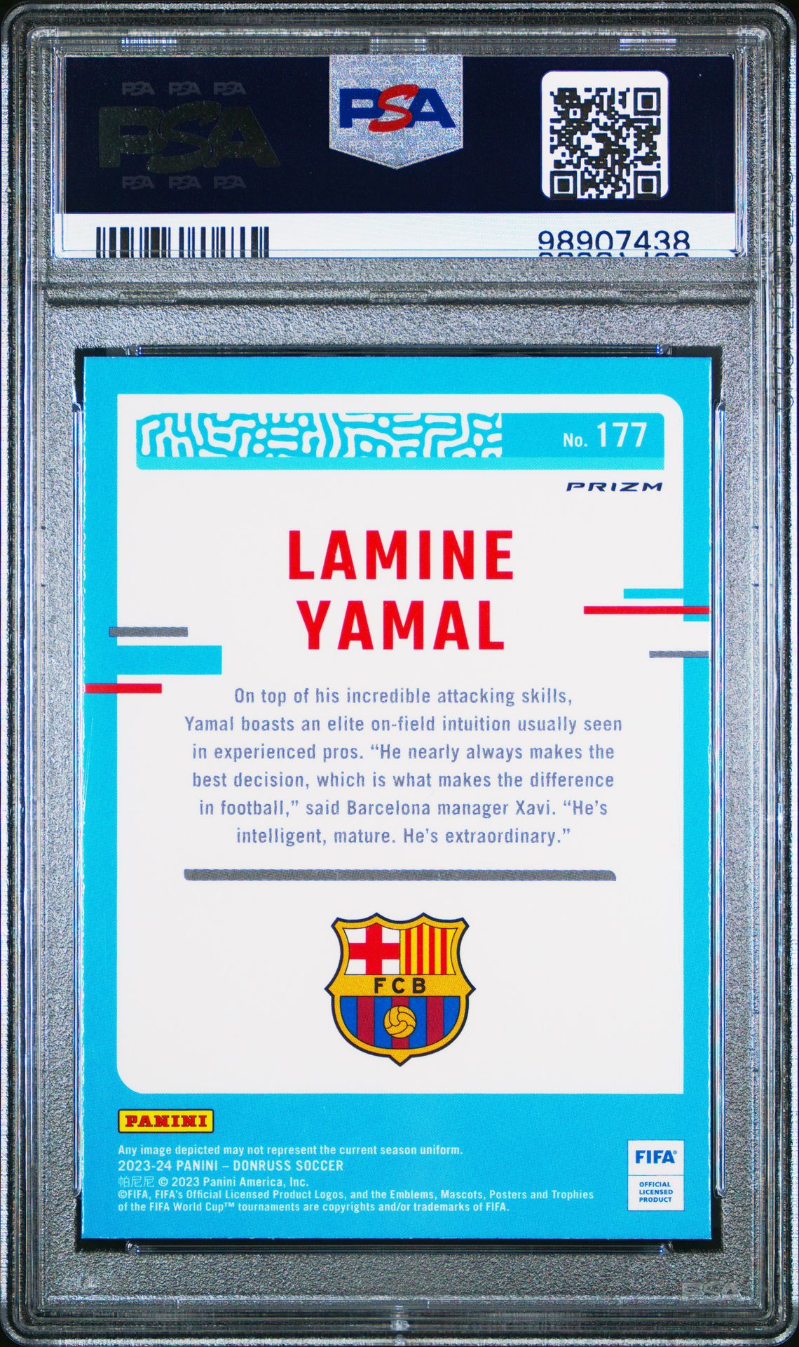 2023-24 Panini Donruss Fifa Lamine Yamal #177 (Optic-Holo) Mint 9 back