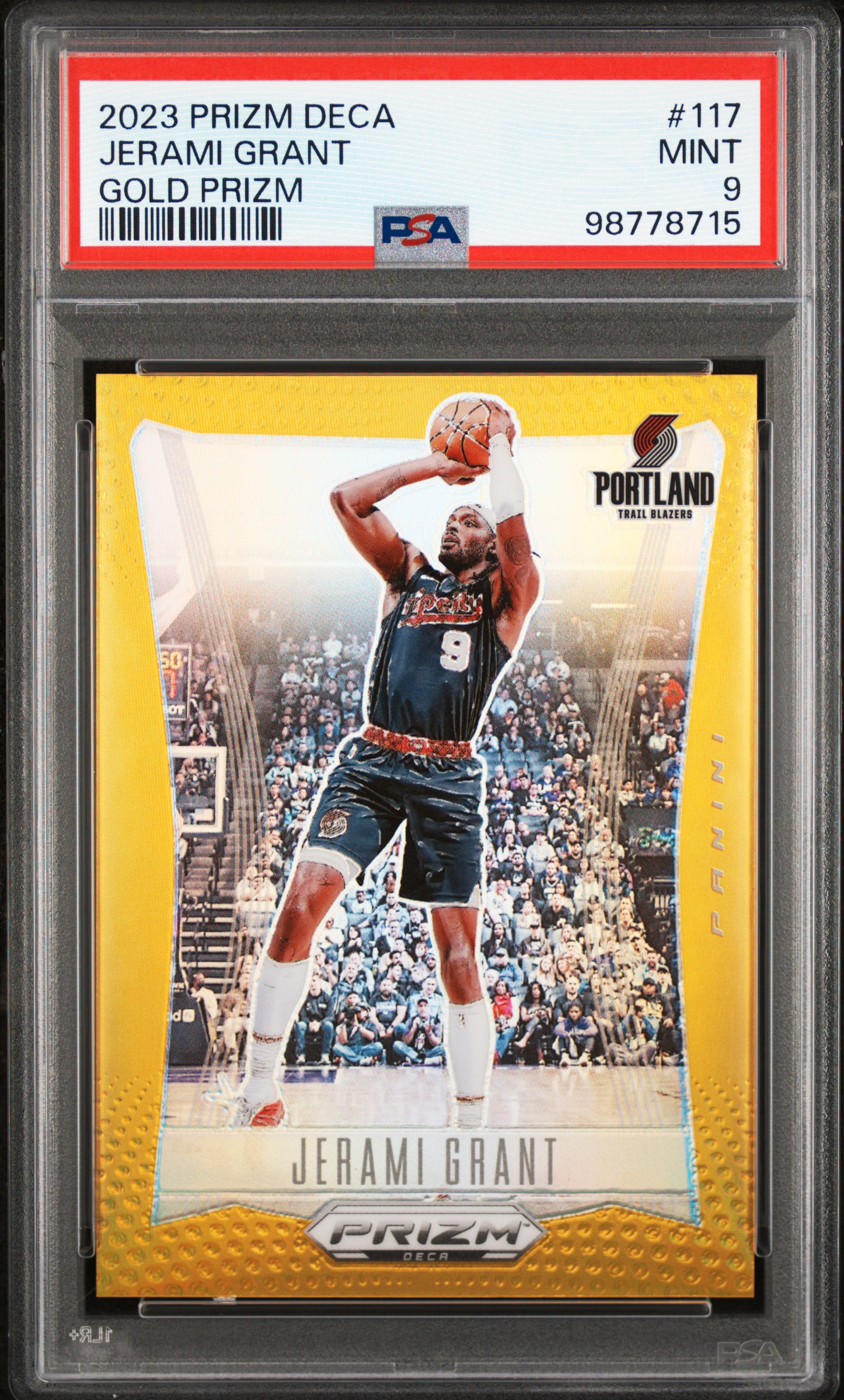 2023 Panini Prizm Deca Jerami Grant #117 (Gold Prizm) Mint 9 front