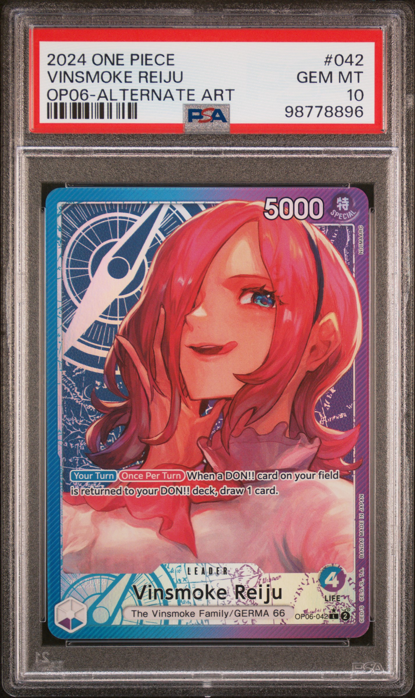 2024 One Piece Wings Of The Captain Vinsmoke Reiju #042 (Op06-Alternate Art) Gem Mt 10 front