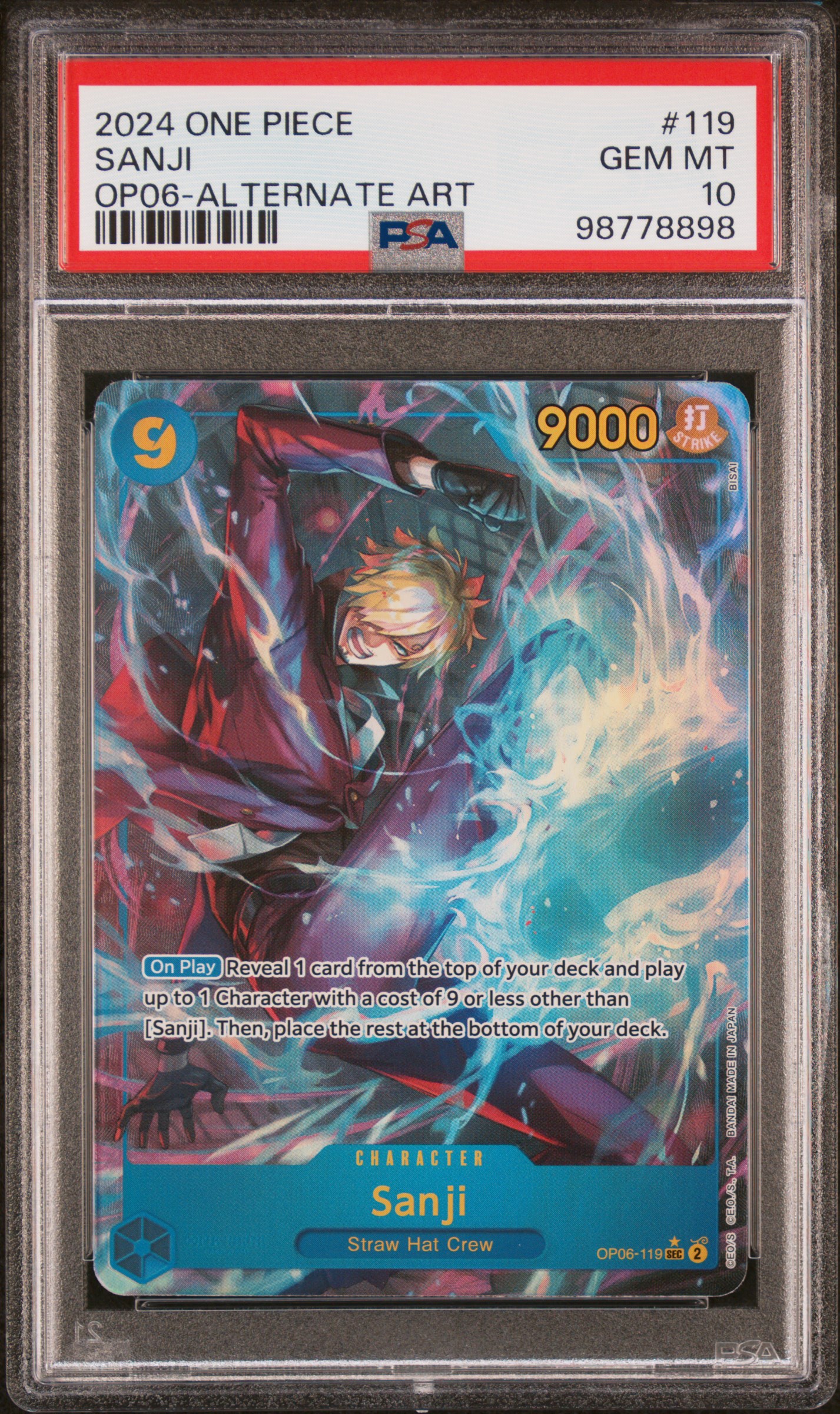 2024 One Piece Wings Of The Captain Sanji #119 (Op06-Alternate Art) Gem Mt 10 front