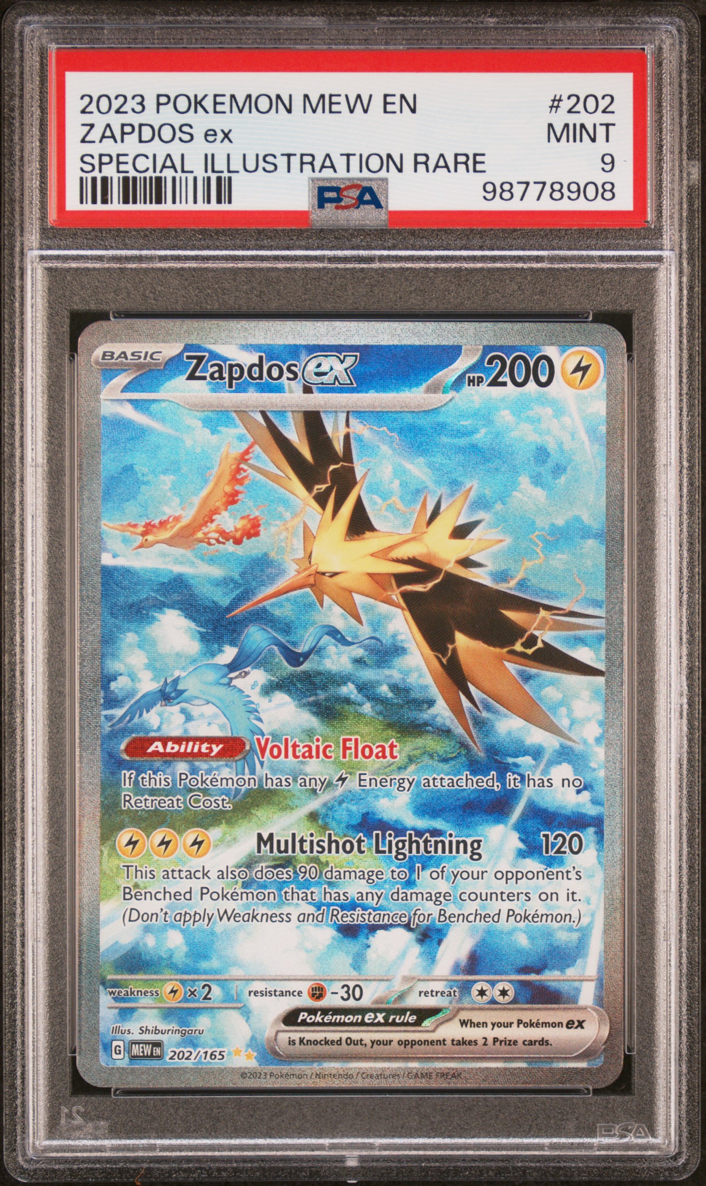 2023 Pokemon Mew En-151 Zapdos Ex #202 (Special Illustration Rare) Mint 9 front