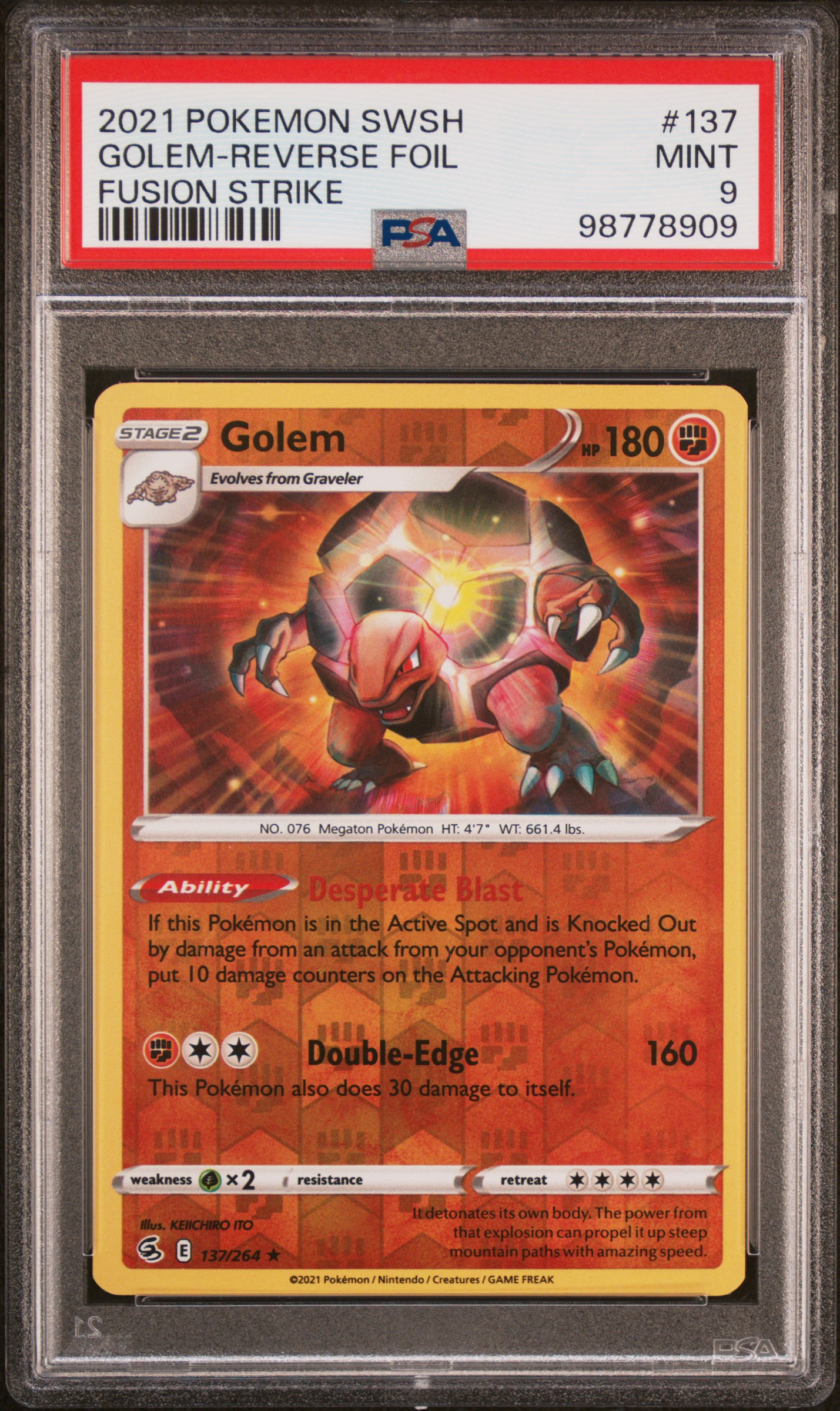 2021 Pokemon Sword & Shield Fusion Strike Golem-Reverse Foil #137 (Fusion Strike) Mint 9 front