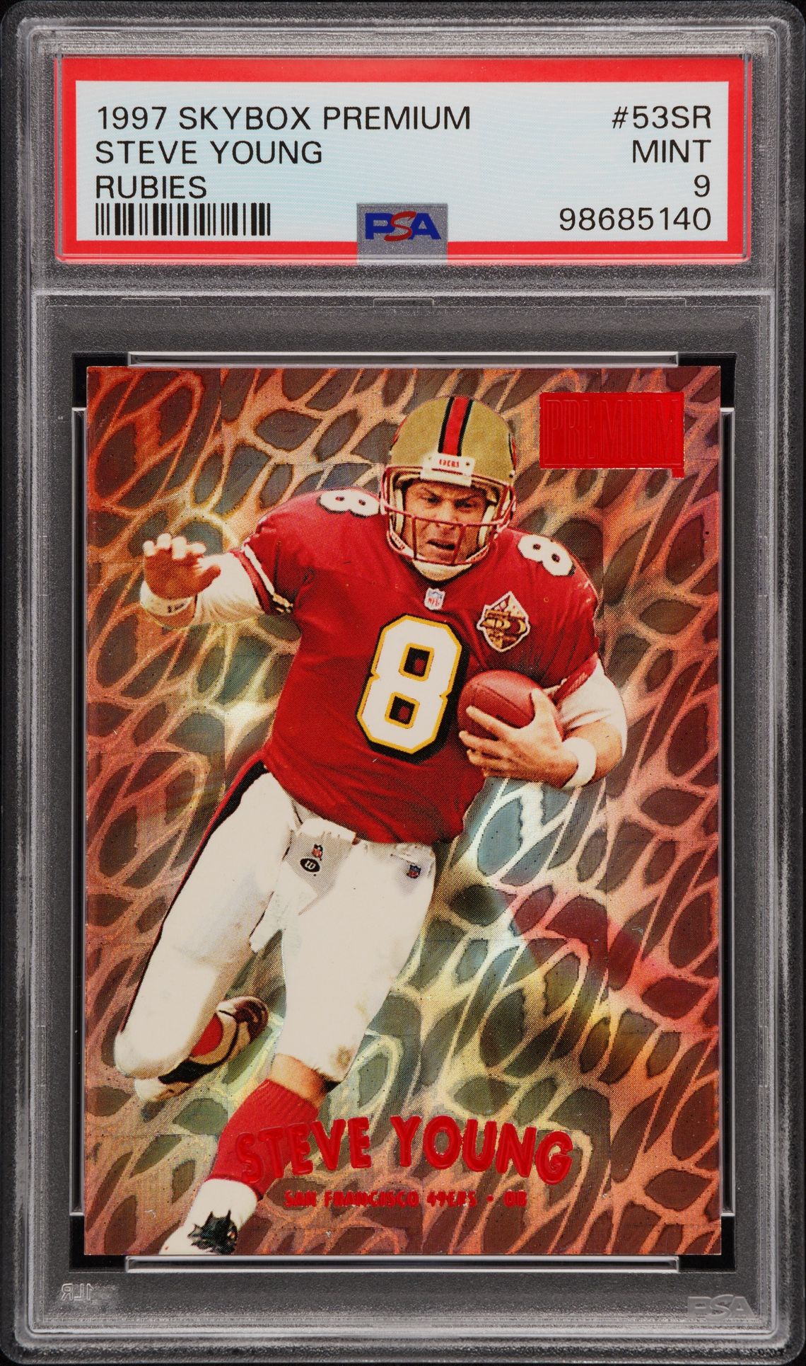 1997 SkyBox SKYBOX PREMIUM RUBIES #53SR Steve Young front