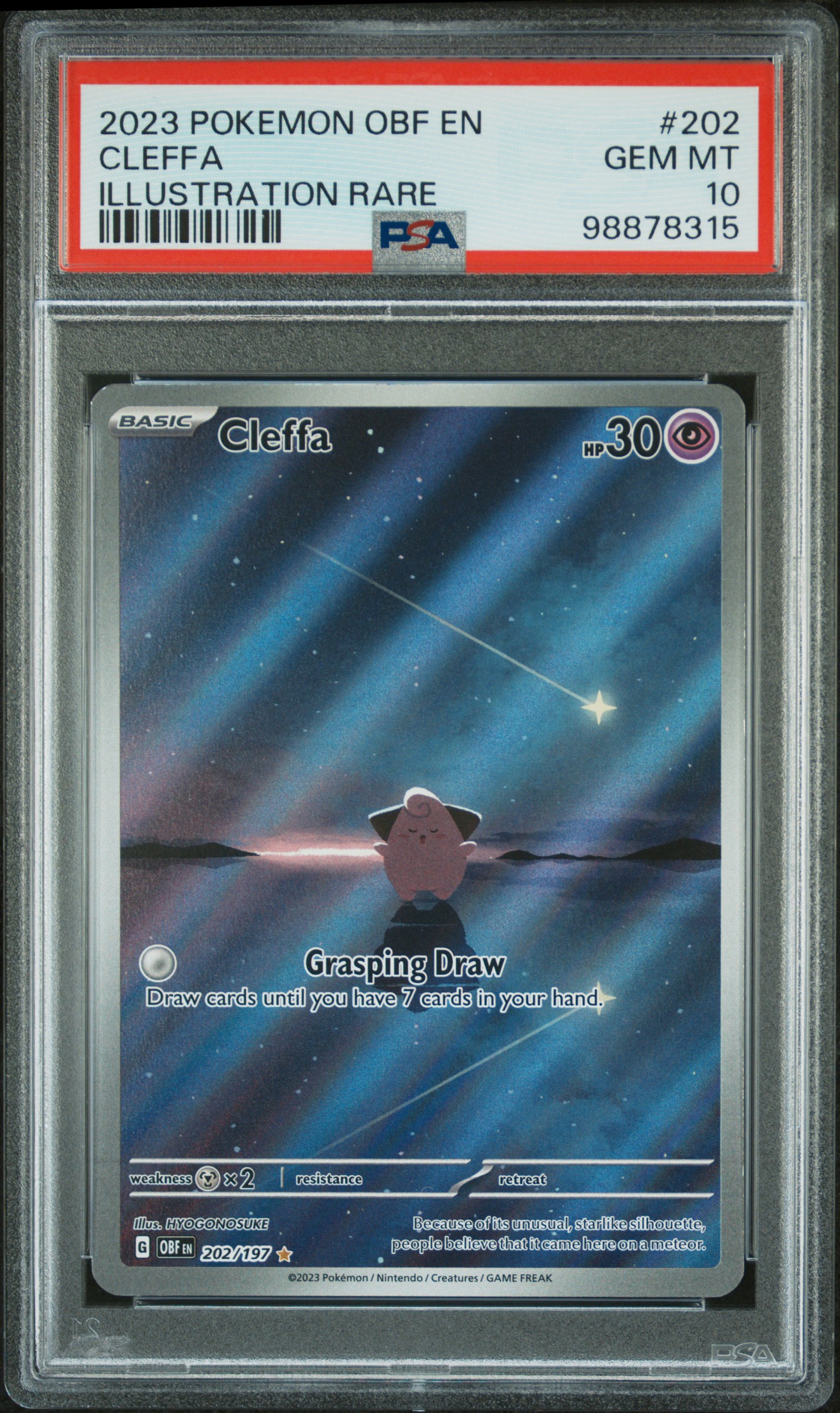 2023 Pokemon Obf En-Obsidian Flames Cleffa #202 (Illustration Rare) Gem Mt 10 front