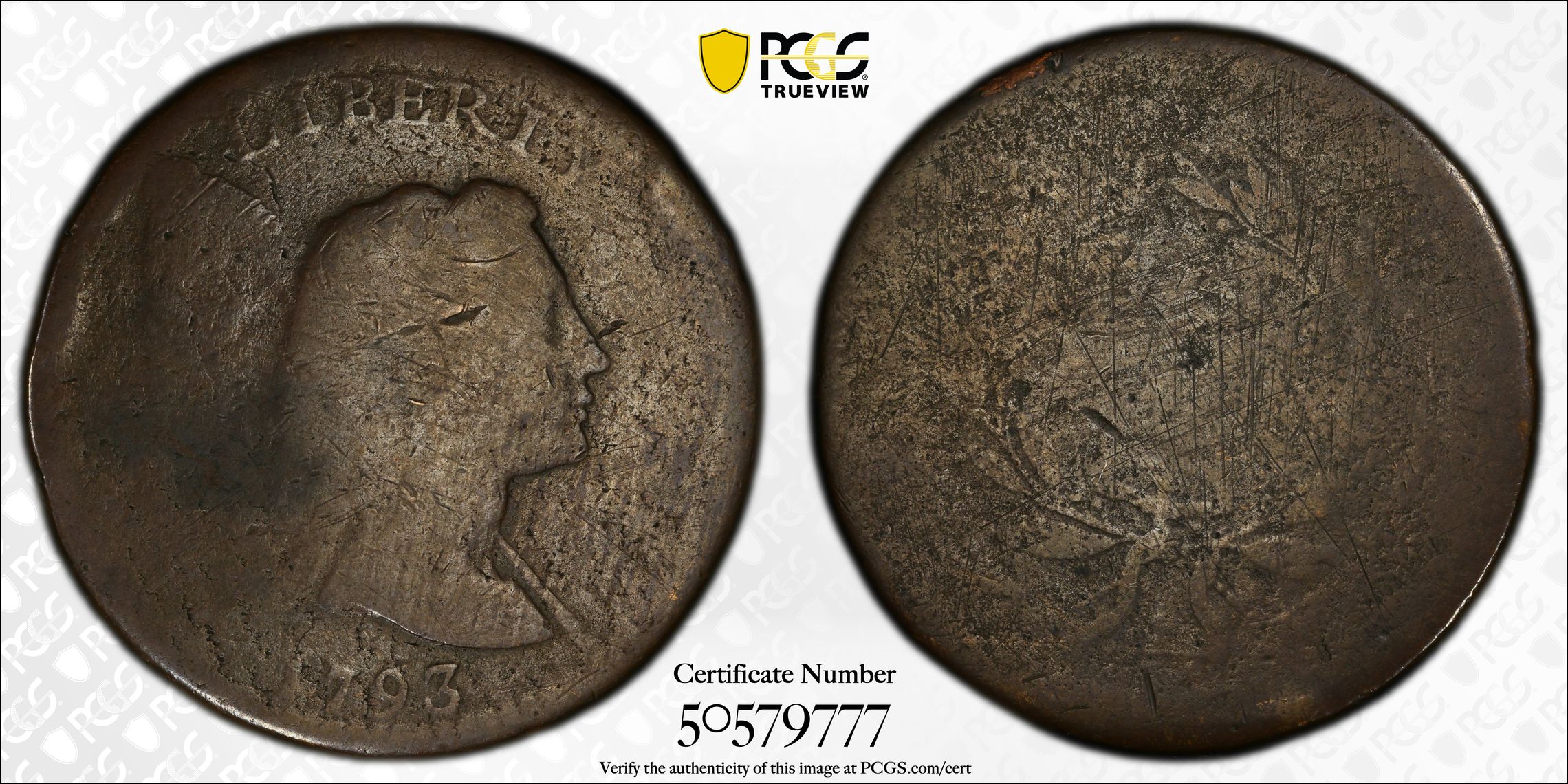 1793 P Liberty Cap, S-13 Cent