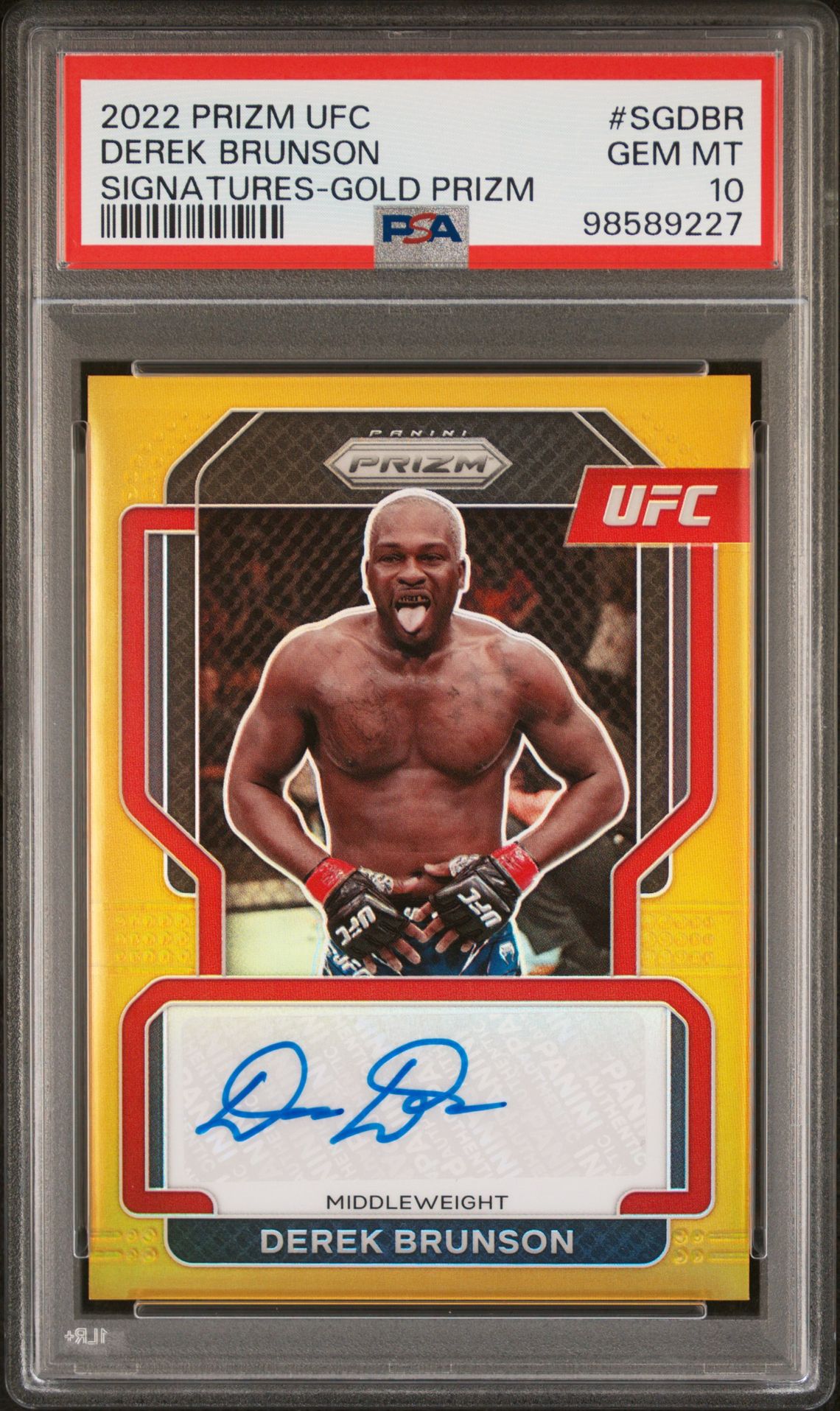 2022 Panini PANINI PRIZM UFC SIGNATURES Gold #SGDBR Derek Brunson front