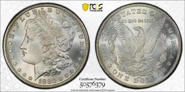 1880-CC $1 VAM 7, 8/7, Rev of 78 MS66+