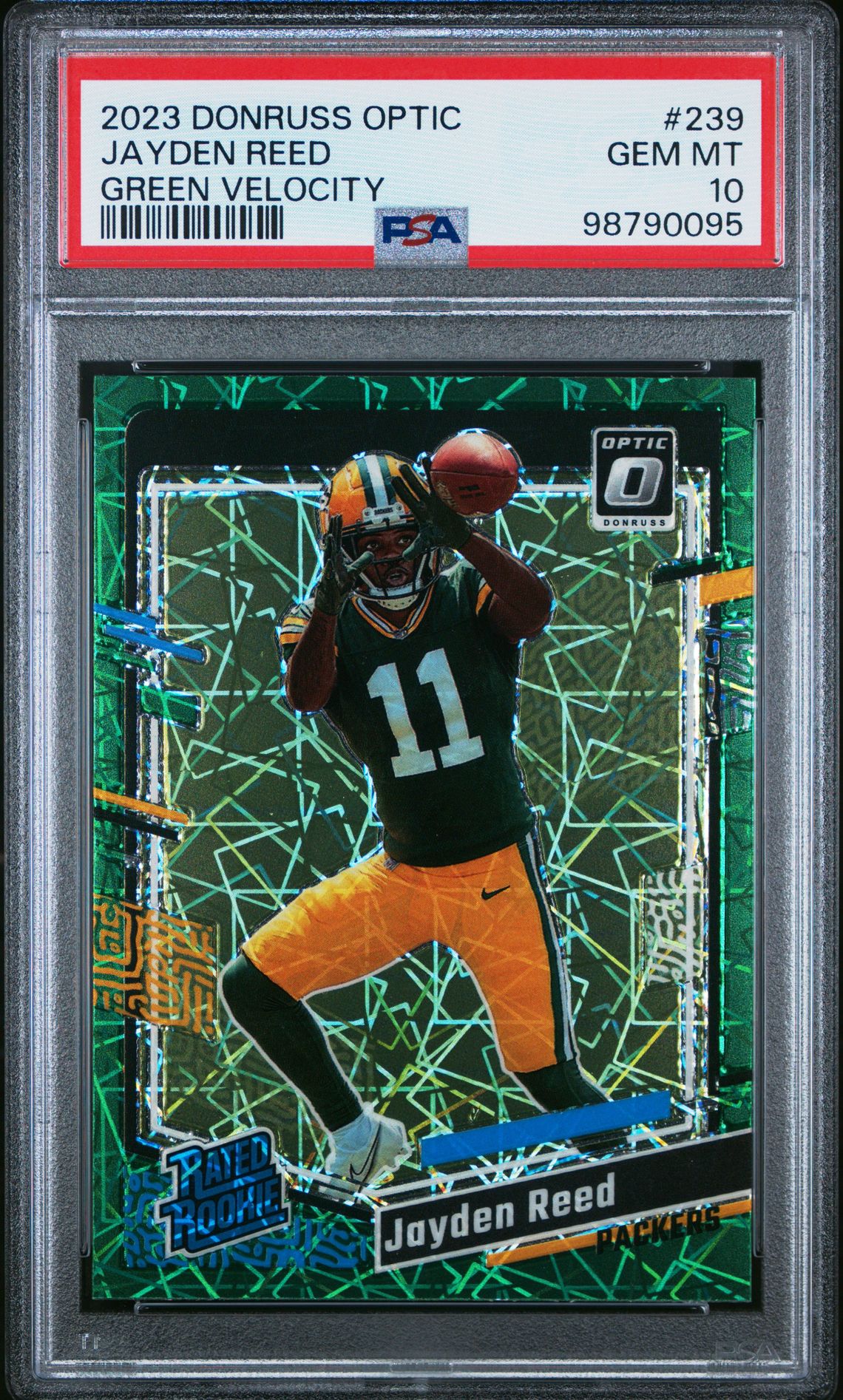 2023 Panini PANINI DONRUSS OPTIC GREEN VELOCITY #239 Jayden Reed front