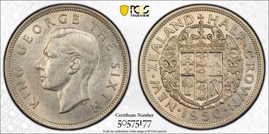 1950 1/2 Cr K.G. Close to Rim AU55