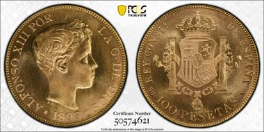 1897-SGV 100 P (1962) Restrike KM-708  Au MS65