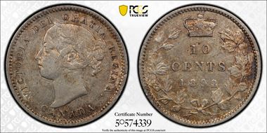 1892/1 10C Large 9 OT5 AU50