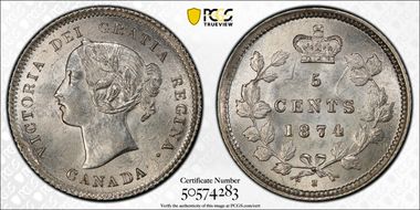 1874-H 5C NLD 1/1 8/8 Crosslet 4 MS63+