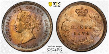 1874-H 5C NLD 1/1 8/8 Crosslet 4 MS64