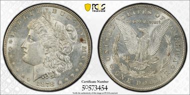 1878 7TF $1 Reverse of 1878 AU58