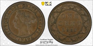 1881-H 1C Triple Punch N in REGINA AU58BN