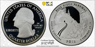 2015-S 25C Blue Ridge Pkwy -Silver PR69DCAM