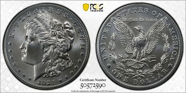 2021-CC Privy $1 Morgan Dollar 100th Anniversary MS69