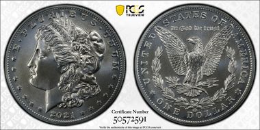 2021-CC Privy $1 Morgan Dollar 100th Anniversary MS69