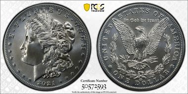 2021-CC Privy $1 Morgan Dollar 100th Anniversary MS70